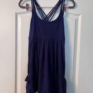 Navy dress, with decorative straps